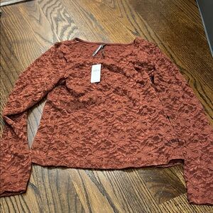 Anthropologie Terracotta Lace Blouse, size small NWT